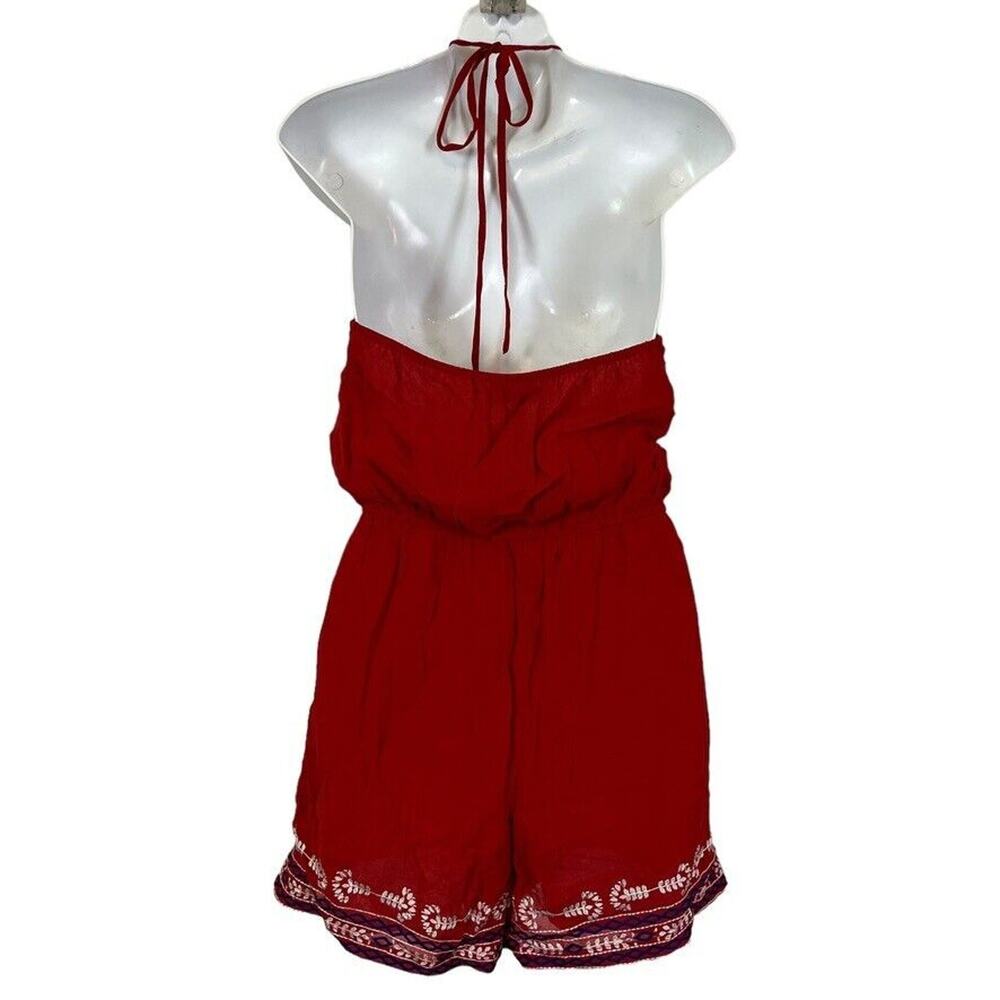 Top Shop Topshop Womens Red White Blue Embroidered Romper Shorts Halter NWT sz 2 - Picture 13 of 15